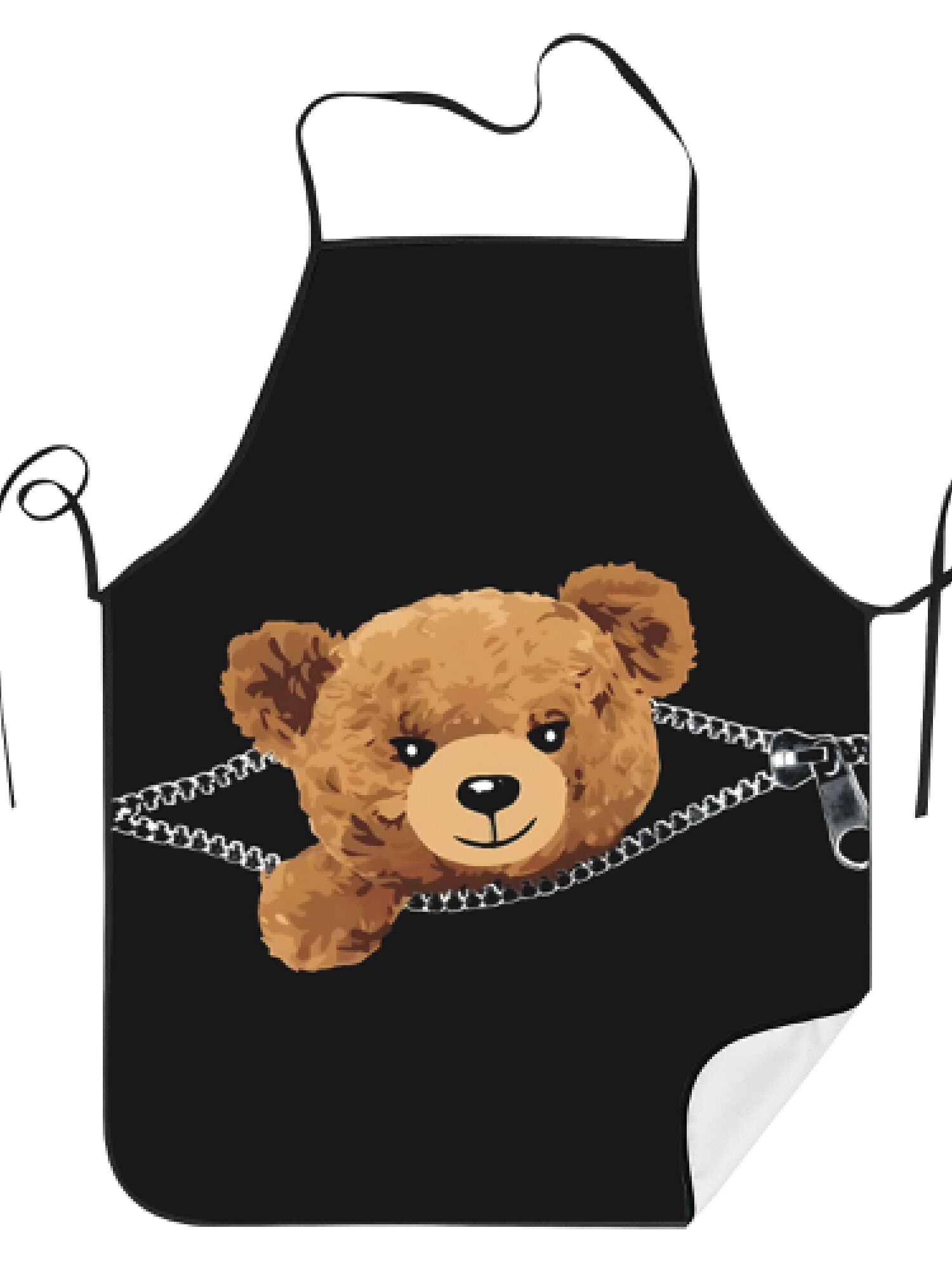 Kitchen Baking Background - 1 Stück Reißverschluss-Bärenschürze, niedlicher Teddykopf, für