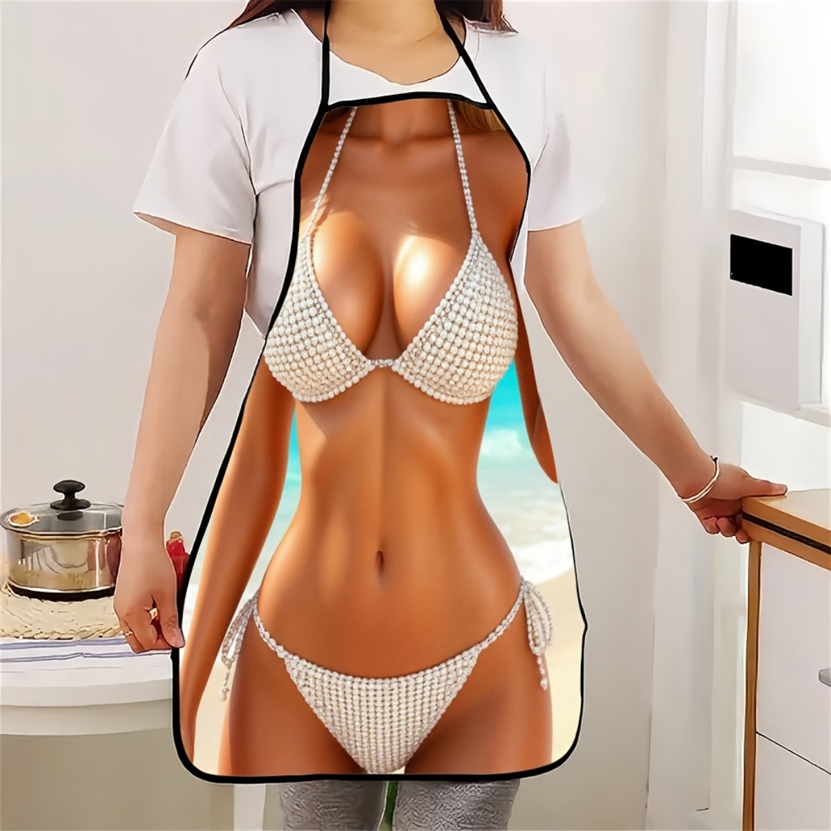 Baking Kitchen At Home - 1 Stück Schürze mit Bikini-Print –