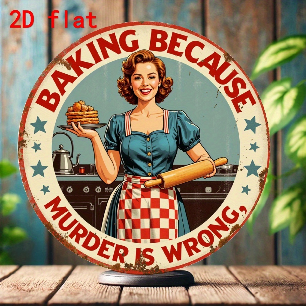 Kitchen Baking Quotes - Rundes Vintage-Schild aus Aluminium mit der