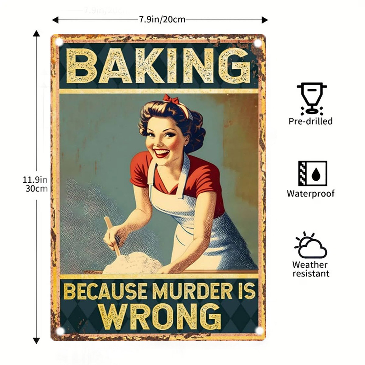 Kitchen Baking Quotes - Back-Humor Metall-Blechdosen-Schild, Blech-Wandkunst, Rechteckiges Horizontales Schild