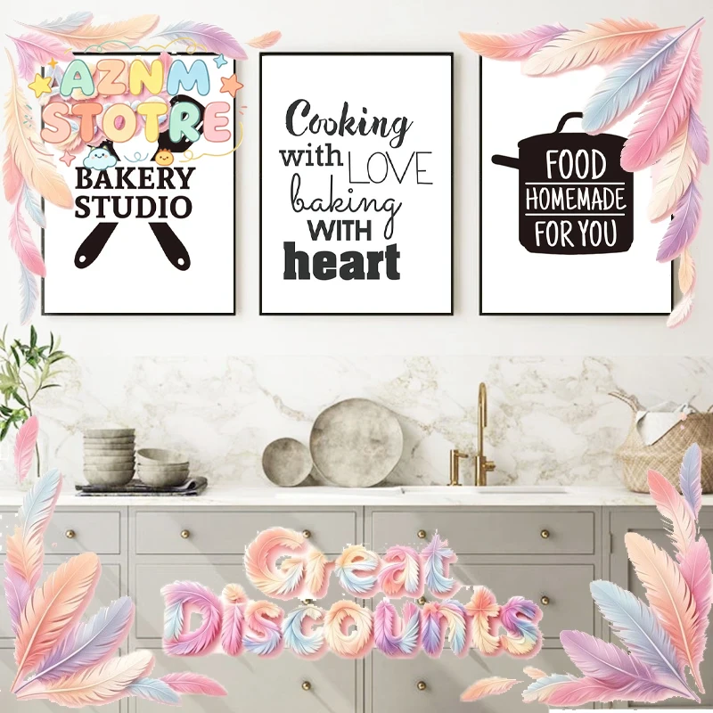 Kitchen Baking Quotes - Kochen mit Liebe Küchenzitat Wandkunstdrucke und