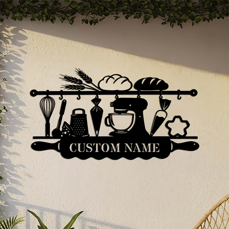 Baking In Kitchen - Personalisierte Küchen-Wanddekoration aus Eisen, Backthema-Schild, Liebliche