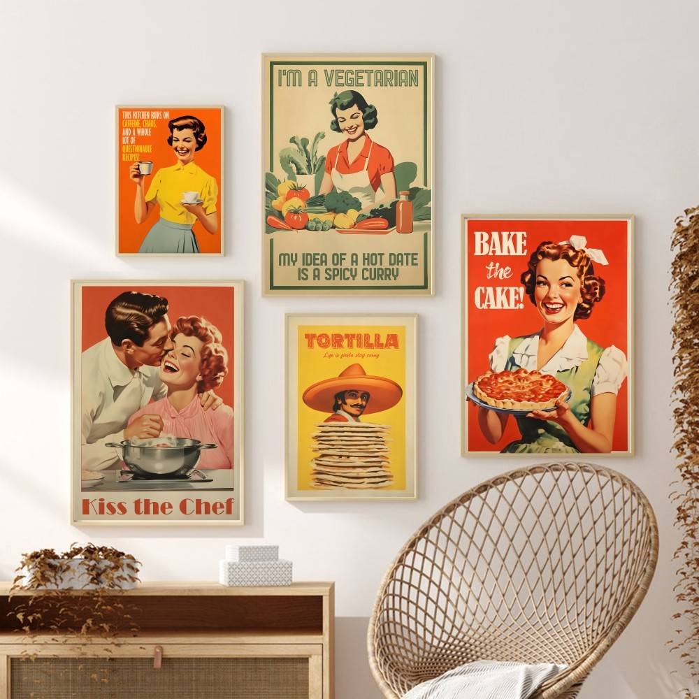 Kitchen Baking Quotes - Retro-Küchen-Zitat Papierposter 50er Jahre Vintage Hausfrau