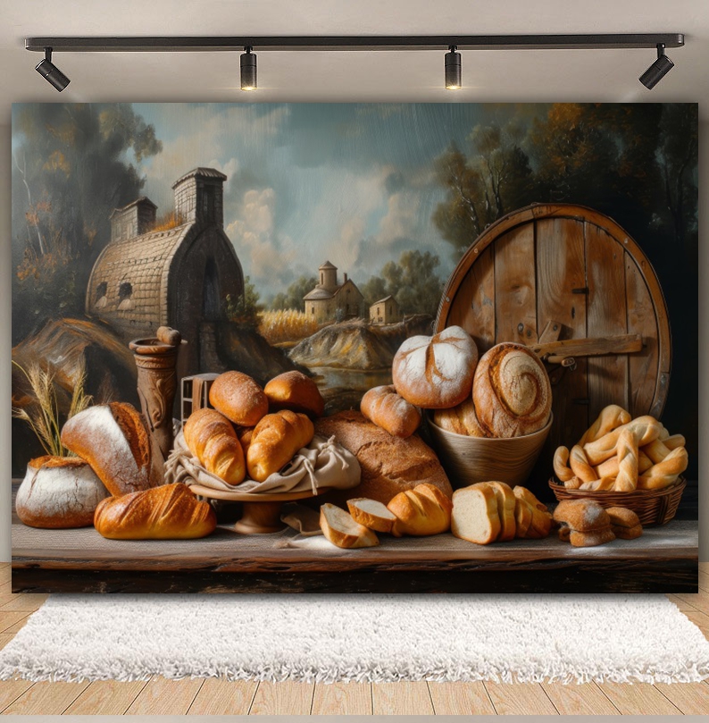 Kochen von Brot, Hintergrund f – Kitchen Baking Background Bewertung und Preis