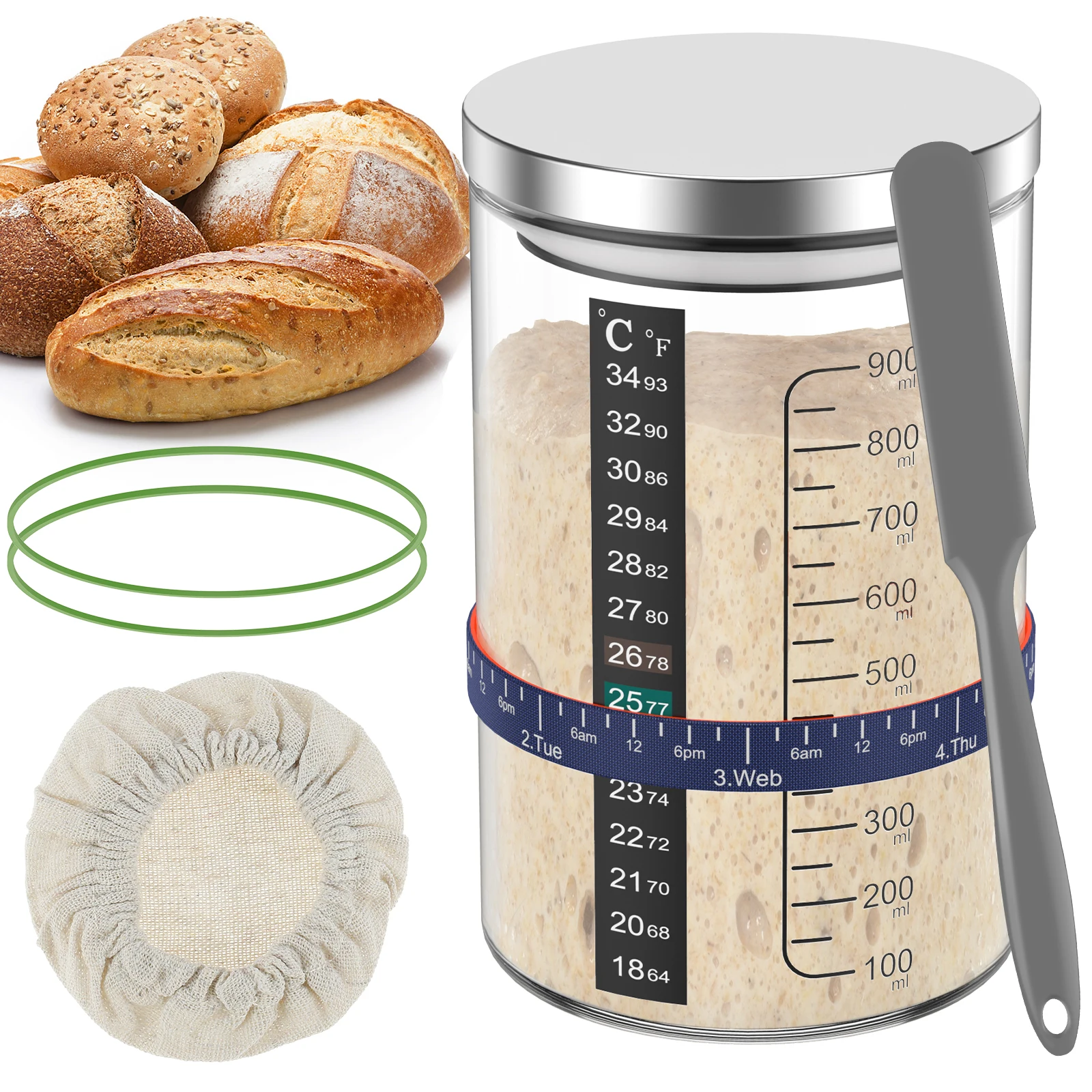 900ml Sauerteig-Starter-Glasbe – Kitchen Baking Soda Bewertung und Preis